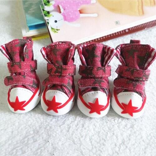 4pcs/Set Pet Dog Shoes Small Dog Puppy Canvas Star Style Fashion Shoes Multicolor selection Pet Product