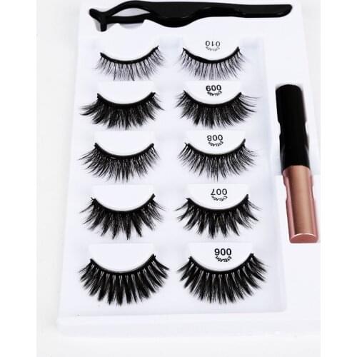 5 Pairs Of 3D Magnetic Eyeliner Liquid False Eyelashes Set Magnet Eyelashes Easy To Use Bushy Curl Professional Makeup TSLM2