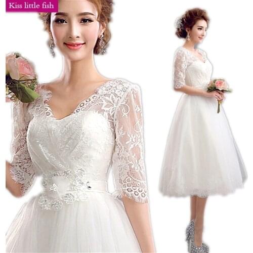 9210 Free shipping Cheap Short Simple Elegant Lace Wedding dress Vestido de noiva 2019 bridal dresses