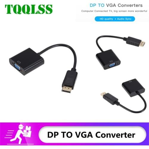 TQQLSS DisplayPort Display Port DP to VGA Adapter Cable Male to Female Converter for PC Computer Laptop HDTV Monitor Projector