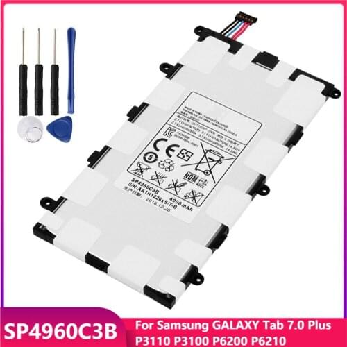 Original Tablet Battery SP4960C3B For Samsung GALAXY Tab 7.0 Plus P3110 P3100 P6200 P6210 Replacement Batteries 4000mAh