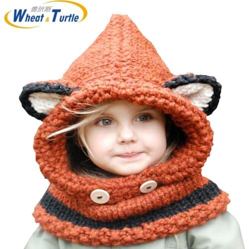 Apparel Accessories Hats Caps Unisex Winter Knitted Children Beanies Hooded Scarf Earflap Hats Bonnet Skullies For Boys Girls