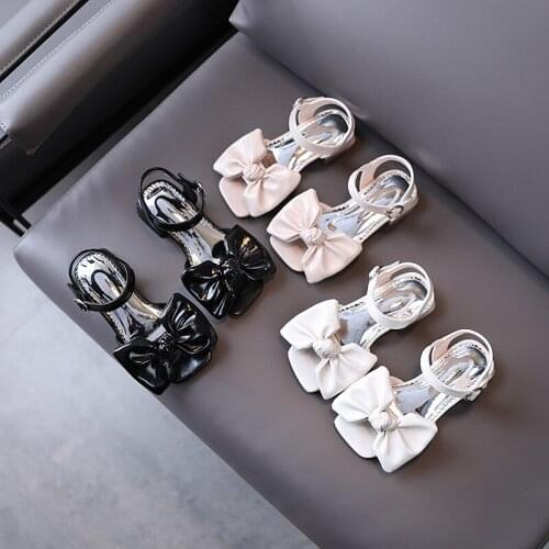 Childrens sandals Girls sandals Summer fashion Summer big bow children princess shoes Patent leather sandals