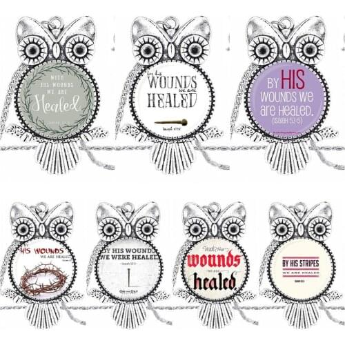 EJ Glaze For Girls Gifts By His Wounds We Are Healed Isaiah Glass Pendant Galaxy Pendant Necklace Women Plated Necklaces Jewelry