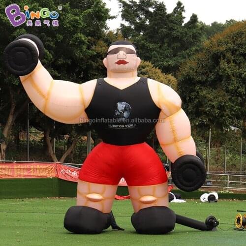 Customized 4m height giant inflatable fitness character / large man cartoon inflatables for decoration toys