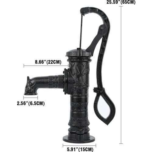 Honhill Lift 7M Iron Home Manual Water Pump Durable Domestic Oil Pump Well Hand Shake Suction Pump Black for park garden