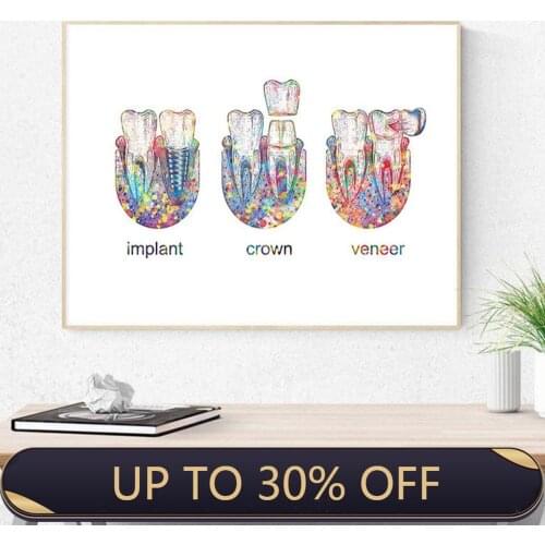Art Crown Dentist Gift Teeth Anatomy Medical Wall Art Canvas Painting Picture Decorative Canvas Painting Dental Clinic