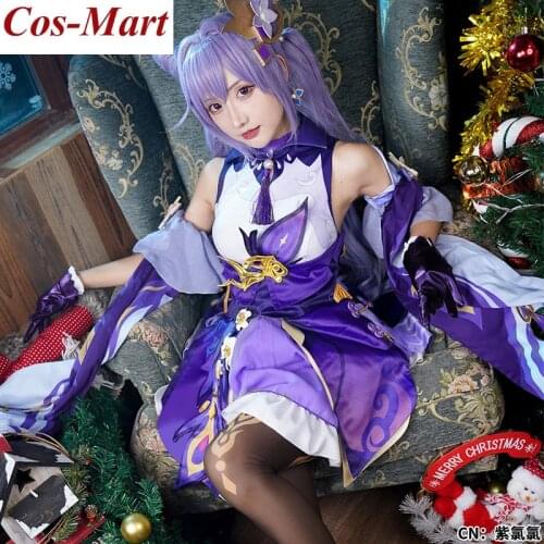Game Genshin Impact Keqing Cosplay Costume Fashion Purple Combat Uniform Unisex Halloween Party Role Play Clothing Custom-Make