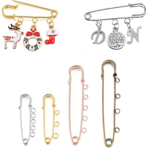 10 Pcs/Lot 50/80/90MM Metal Brooch Base With Rings Blank Brooch Pins Buckle For DIY Jewelry Making Findings Supplies Accessories