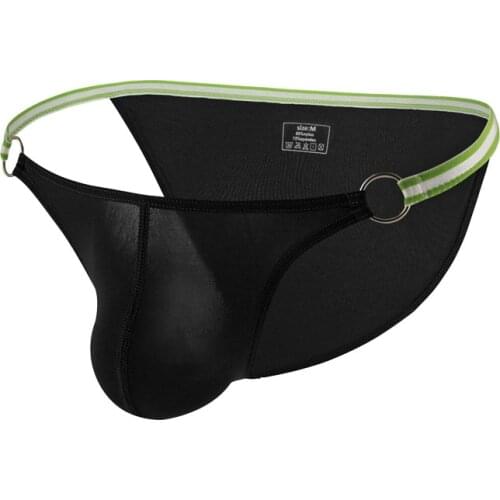 Mens Briefs Sexy Gay Underwear Transparent Ice Silk Underpants Male Ring Low Rise Pouch Panties Man Briefs Bikini Slip Homme