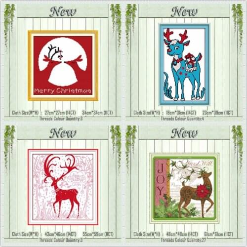 Christmas reindeer Santa elk gift painting counted print on the canvas DMC 11CT 14CT kits Cross Stitch embroidery needlework Set