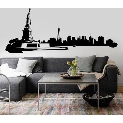 New York City Skyline Home Wall Decal New York Scenery Statue of Liberty Vinyl Wall Stickers Removable Living Room Decor Z458