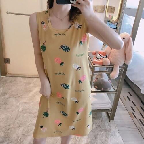 2020 New Summer Night Gown Animal Sleeveless Round Neck Women Sleepwear Lingerie Sexy Dress Womens Nightgown Sleepwear Lounge