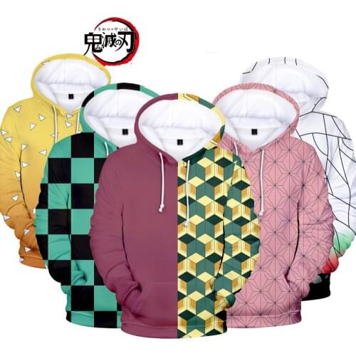 2020 New Anime Demon Slayer Pullover Sweatshirt Tanjiro Kamado Costume Hoodies Harajuku Sudadera Hombre