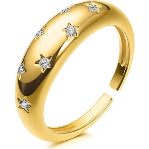 New Geometric Zircon Star Ring Creative Fashion Retro Open Ring Bracelet Female Jewelry Gift