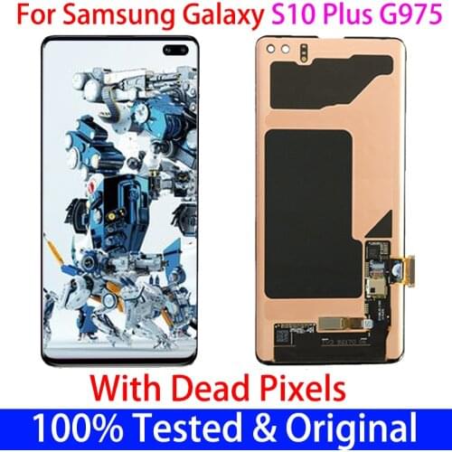 Original SUPER AMOLED LCD for SAMSUNG Galaxy S10Plus Display S10+Plus G9750 G975F Touch Screen Digitizer Assembly+dead pixel