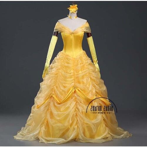 New Style Dress Princess Belle Luxury Top Quality Cosplay Costume Dress For Women Halloween Costumes