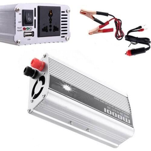 DC 12V to AC 110V Transformer Converter with Car Charger & A Pair Alligator Clip 1000W USB Power Inverter