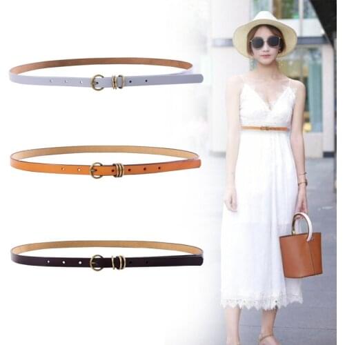 Thin Leather Female Belt Strap Black White Brown Women Belts Ladies Dress Belt Girls Pants Jean Waist Belt
