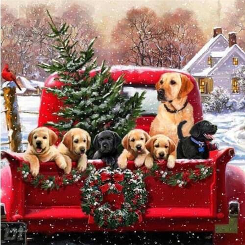 Christmas Tree Diamond Embroidery Painting Labrador Dogs Mosaic Stones Sticker Wall Decor Puzzle Picture Toy Diamond Dotz Large