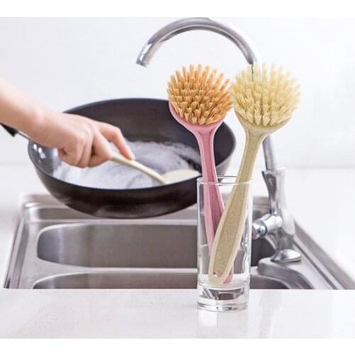 Long Handle Dish Washing Brush 23.5cm Multifunction Hanging Cleaning Brush Dish Pot Plate Cleaning Tools for Kitchen Supplies
