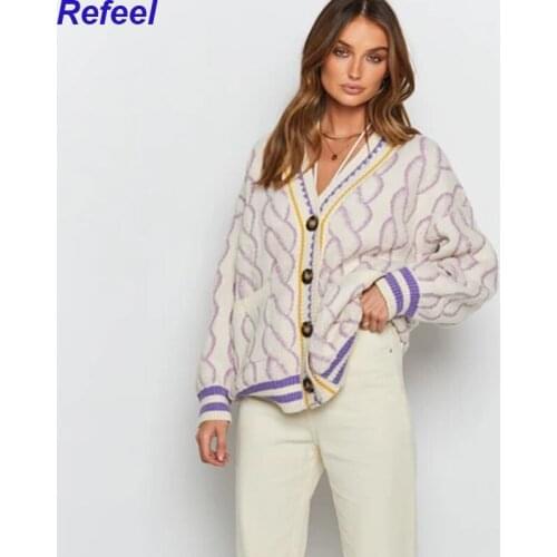 Vintage Loose Sweater Cardigan Jacket Thick Autumn Knitted Long Sleeve Women Sweater Oversized Knitwear Jumper Outwear