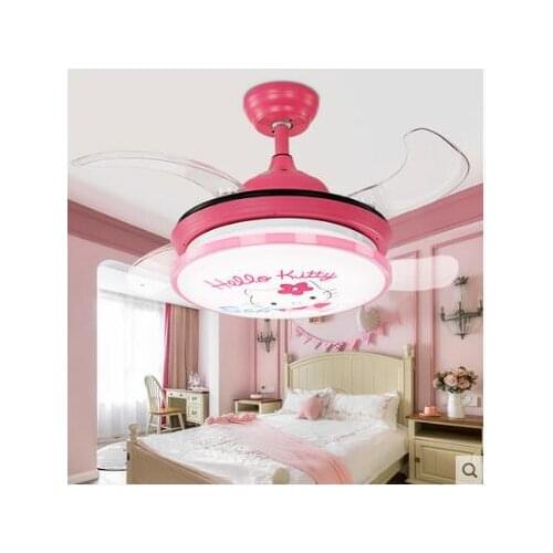 High quality Modern childrens room blue pink cartoon fan lights,Adjustable 4 kinds of color 110V 220V