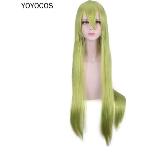 YOYOCOS FGO Cosplay Lancer Enkidu Cosplay Wig 100cm Green Long Hair Fate Grand Order Wigs Heat Resistant Synthetic Hair