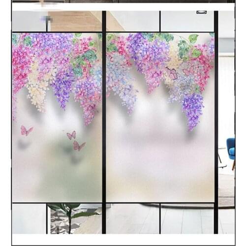 Pink Flower Window Film Privacy Glass Sticker UV Blocking Heat Control Window Coverings Window Tint for Homedecor