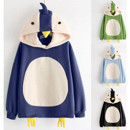 Women Fashion Casual Lovely Chicks Print Long Sleeve Splice Sweatshirt Tops 2020 Sweet Girl Auyumn&Winter Hoody F In Stock