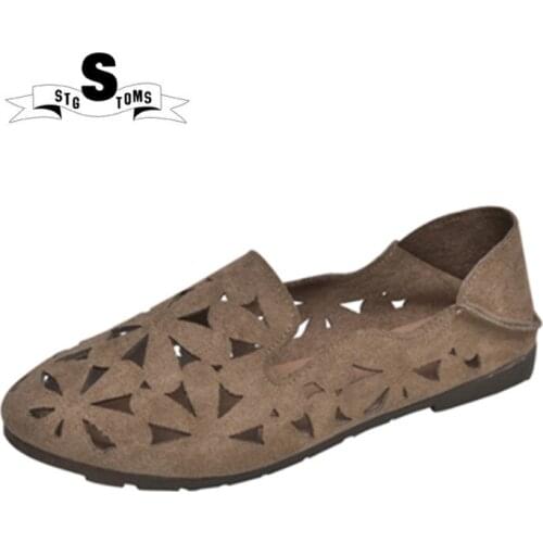 2018 Womens Summer New Flat Bottom Hollow Wild Slip Soft Walking Shoes twm0075