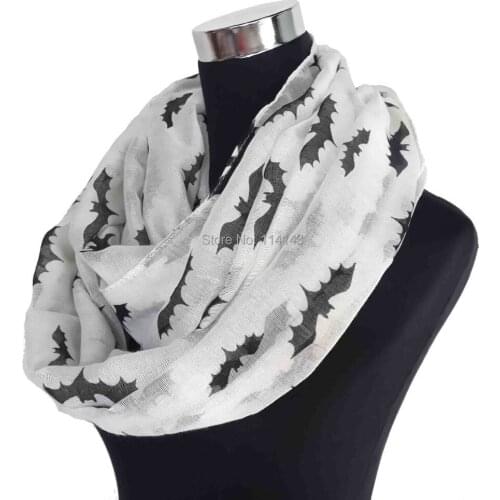 10pcs/lot Bat Print Infinity Scarf Loop Cowl Scarves Ladies Accessories, Free Shipping