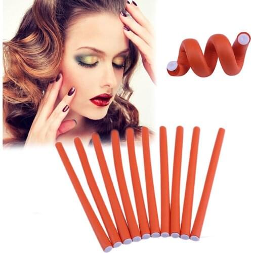 10pcs Hair Curling Curler Air Hair Rollers Soft Foam Bendy Twist Magical Flexi Rods Styling Hair Sticks Tool Random color