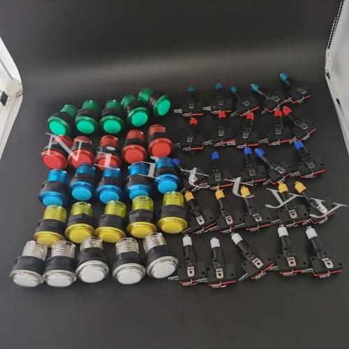 100 PCS 28mm / 28mm 5V LED Illuminated Push button Light Button With Mirco Swich Nut Round Buttons For DIY Arcade Raspberry Pi