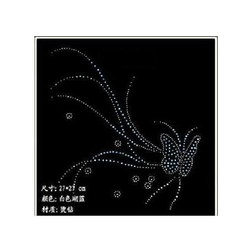 2pc/lot Butterfly Rhinestones transfer on design iron on rhinestone motifs hot fix rhinestone for shirt dress