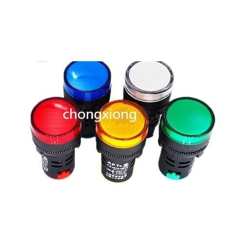 20pcs/Lot Mixed color of AC/DC 110V 22mm Mount Size LED Power Indicator Signal Light Pilot Lamp AD16-22D/S