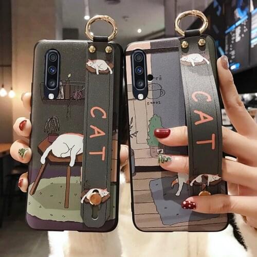 Phone Holder Case For Samsung Galaxy A50 A51 A71 A70 A30 A30s A50s S9 S8 S10 S20 plus Ultra Note 8 9 10 20 plus Lite Wrist Strap