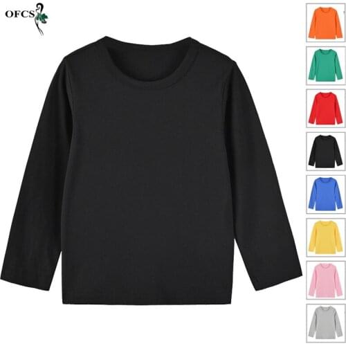 Childrens Bottoming Shirt Cotton T-Shirt New Arrival Spring Boys Girls Solid Long Sleeve Blouse Tees Unisex Single-Piece Shirts