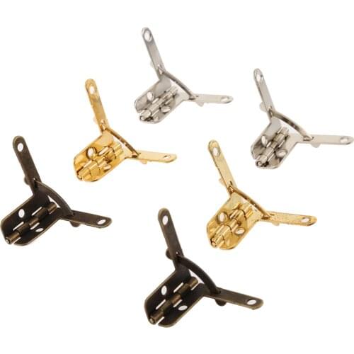 4Pcs 28*22mm Antique Furniture Door Hinge 90 Degree Angle Support Spring Hinge for Wine Case Jewelry Box Lid Furniture Hardware