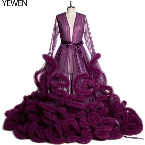 Purple Sexy Maternity Dresses For Photo Shoot Tulle Ruffle Maxi Gown Long Pregnant Women Fancy Pregnancy Dress Photography Props