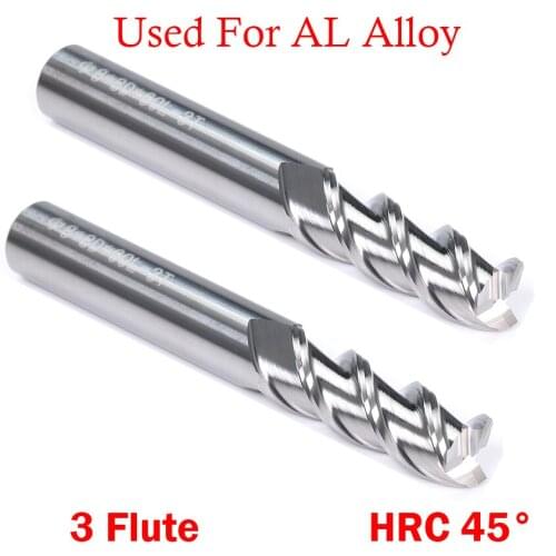 8mm 10mm 12mm 3 Flute Cuttiing HRC45 Tungsten Solid Carbide Micro Grain Flat End Mill CNC Tool Milling Cutter For AL Alloy