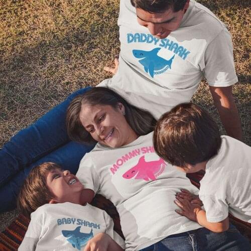 Daddy and Mommy and Baby Family Shark T-Shirt Family Matching Outfits Gift Mom and Dad and Children Shark Family T-shirt