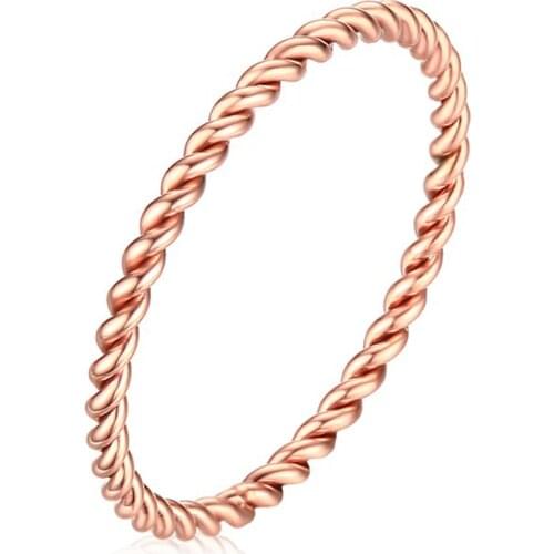 JHSL 1.5mm Small Mini Silver Rose Gold Color Stainless Steel Twisted Women Rings Fashion Jewelry US size 4 5 6 7 8 9