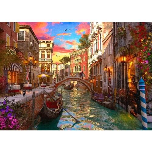 JMINE Div 5D Venice City River Bridge Street Landscape Full Diamond Painting kits art Scenic 3D paint by diamonds