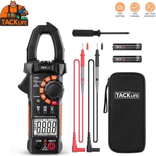 TACKLIFE Clamp Meter, 6000 Counts Clamp Ammeter, With NVC, AC / DC Current And Voltage, Electrical Diode, Resistance - CM06