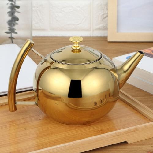 Stainless Steel Coffee Pot Spherical Gold Silver With Filter Induction Cooker Family Hotel Insulation Kettle Metal Teapot