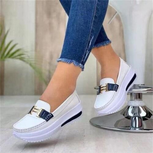NewLadies Vulcanize Shoes Sneakers Women Shoes Ladies Slip-On Solid Color Sneakers for Female Sport PU Casual Shoes for Women