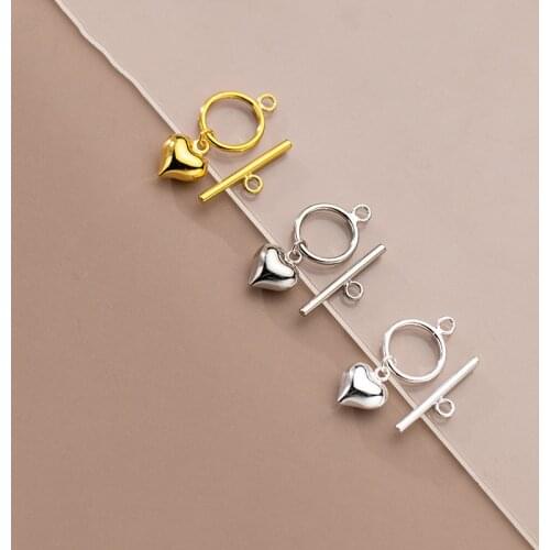 Lo Paulina Solid 925 Sterling Silver Heart OT Claps For Jewelry Making Birthday Gifts 2Sets/lot
