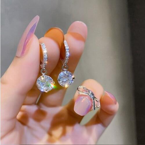 Fashion round ear buckle rhinestone pendant Womens Earrings exquisite 2021 trend Personality Fashion Simple Women jewelry