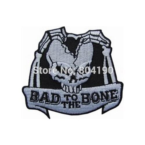 BAD TO THE BONE MC motorcycle biker vest jacket retro emo punk rockabilly applique sew on/ iron on patch Wholesale embroidery